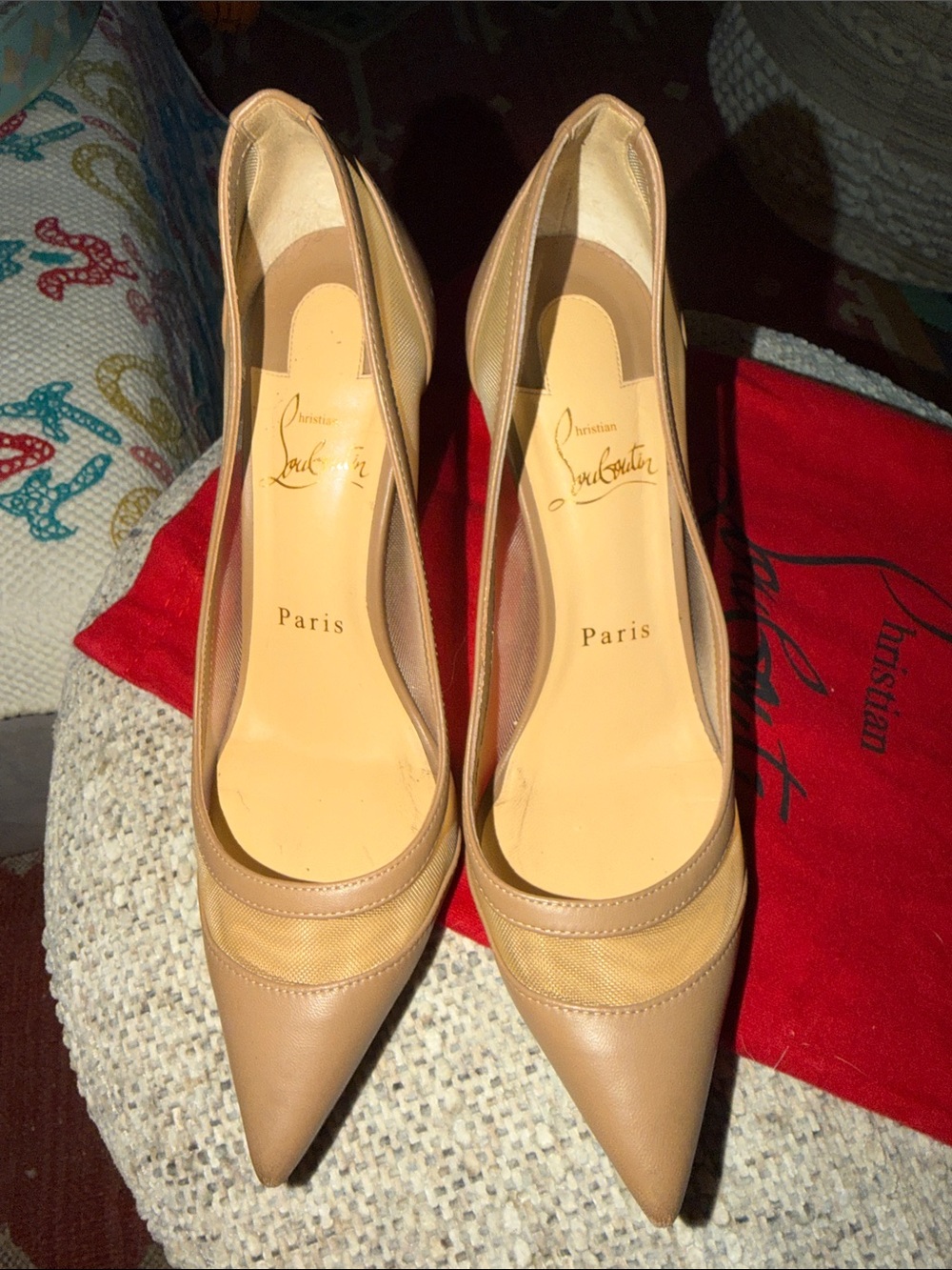 Christian Louboutin Nude Pointed Toe Pumps
